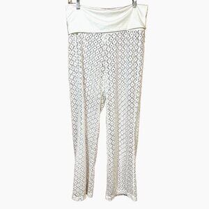 Catalina White Lace Eyelet Palazzo Swim Cover-Up Pants Resort Chic M (8‑10)
